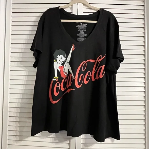 Betty Boop Coca Cola V-Neck Shirt - Picture 1 of 6
